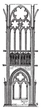 Bay Abbey St. Denis, tarihsel olarak, klasik ya da Gotik mimarisi, eriştiğinin modülünde olduğunu geç Roma dönemi, vintage çizgi çizme veya oyma illüstrasyon Mezarlığı.