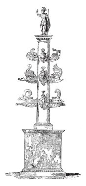 Sütun Duilius, Roma, Antik Yunan'da kaynaklanan bir donanma askeri zafer, vintage çizgi çizme veya oyma illüstrasyon anmak için inşa.