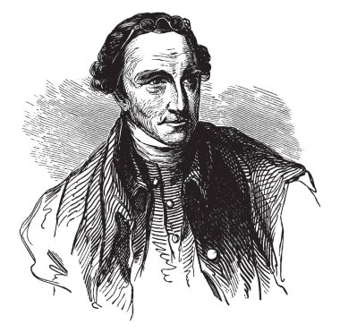 Patrick Henry, 1736-1799, o Amerikalı avukat, ekici, hatip ve Virginia, ünlü onun beyanı ikinci Virginia Kongre, vintage çizgi çizme veya oyma illüstrasyon için birinci ve altıncı sonrası Sömürge valisi oldu