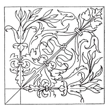 Renaissance Square Panel is an wood inlaying design, vintage line drawing or engraving illustration. clipart
