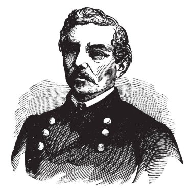 Genel Pierre Gustave Toutant Beauregard, 1818-1893, o bir Amerikan askeri memur ve Müttefik Devletler Ordusunun ilk önde gelen general Amerikan İç Savaşı, vintage çizgi çizme veya oyma illüstrasyon sırasında yapıldı.