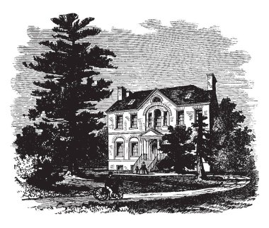Pringle Mansion Cockburn birkaç 1812 yılında bayanlar, vintage çizgi çizme veya oyma illüstrasyon ile buluştuğu bu.