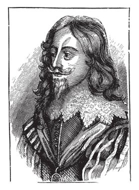 Charles, İngiltere, 1600-1649, o İngiltere, İskoçya ve İrlanda 1649 için üç Krallık 1625 üzerinden kralı, vintage çizgi çizme veya illüstrasyon oyma oldu