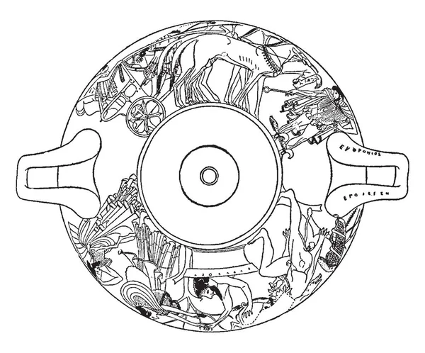 Beker Ontworpen Door Euphronius Het Een Oude Griekse Vaas Schilder — Stockvector