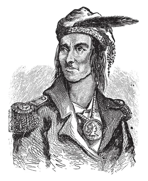 Tecumseh 1768 1813 Był Indianie Shawnee Wojownik Szef Shawnee Vintage — Wektor stockowy