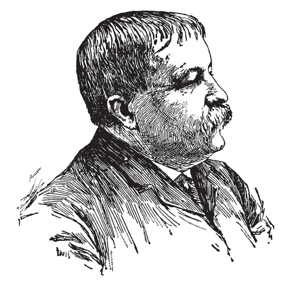 威廉院长豪威尔斯 1837 1920 他是美国现实主义小说家 文学评论家 并且剧作家 复古线绘画或雕刻例证 — 图库矢量图片