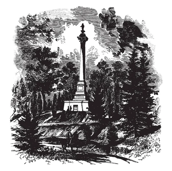 粘土的纪念碑在列克星敦 肯塔基州 它坐落在墓地的中心是一个宏伟的纪念碑肯塔基的著名参议员和三时间总统候选人 亨利粘土 复古线画或雕刻插图 — 图库矢量图片