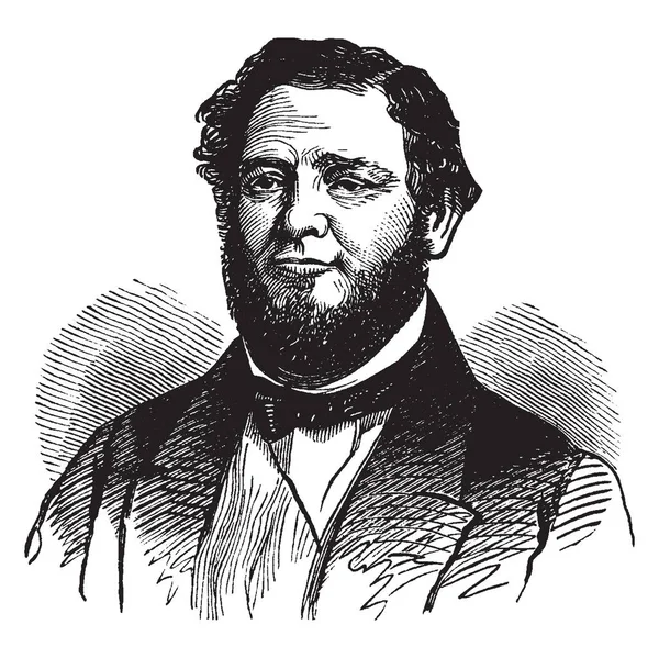 犹大人本杰明 1811 1884 他是一名律师 美国政治家和美国参议员从路易斯安那州 复古线画或雕刻插图 — 图库矢量图片