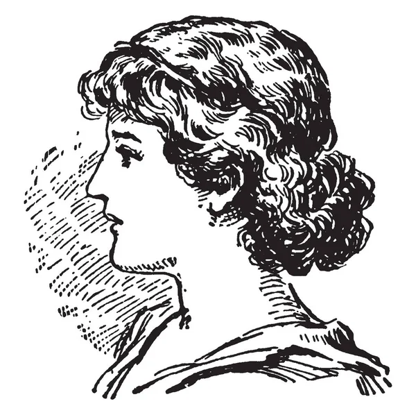 Kafa Profile sahip yan açı görünüm bir kişinin baş, vintage çizgi çizme veya oyma illüstrasyon.