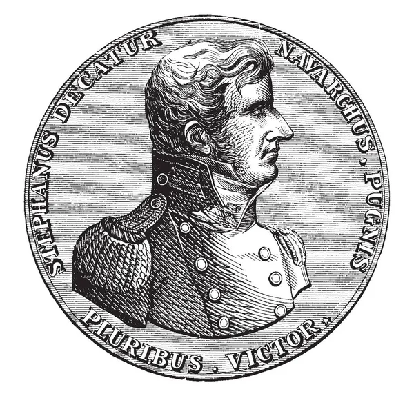 Medalha Decatur Frente Stephen Decatur 1779 1820 Foi Oficial Naval —  Vetores de Stock