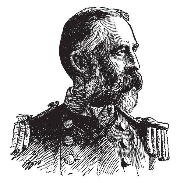 威廉托马斯桑普森 1840 1902 他是美国海军后方海军上将 复古线图画或雕刻例证 — 图库矢量图片