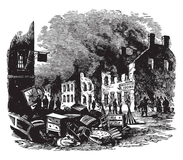 Bataille Fredericksburg Dessin Ligne Vintage Illustration Gravure — Image vectorielle