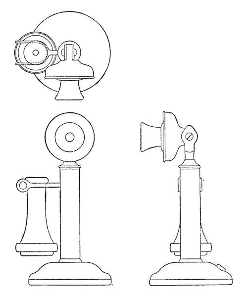 Tento Obrázek Představuje Pravoúhlé Promítání Svícen Telefon Vintage Kreslení Čar — Stockový vektor