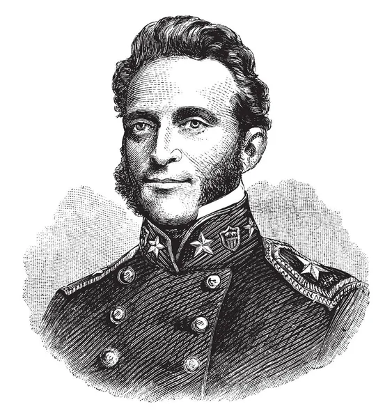 将军托马斯乔纳森 杰克逊 1824 1863 他是一个同盟将军在美国内战期间 古董线图画或雕刻例证 — 图库矢量图片