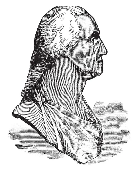 Busto George Washington Por Jean Antoine Houdon Ilustración Líneas Vintage — Archivo Imágenes Vectoriales