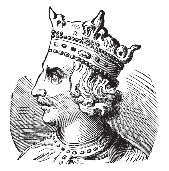 英国的亨利 1068 1135 他是英国的国王从1100年到1135和诺曼底公爵 复古线绘画或雕刻例证 — 图库矢量图片