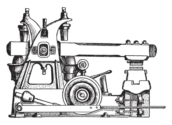 Diese Abbildung Stellt Die Arbeitsfunktion Eines Horizontalen Dampfschlaghammers Einer Vintage — Stockvektor