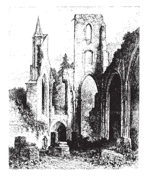 Abbaye Allerheiligen Est Magnifiquement Situé Sur Les Rives Lierbach Dessin — Image vectorielle