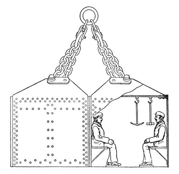 Cloche Plongée Également Connue Sous Nom Cloche Humide Est Câble — Image vectorielle