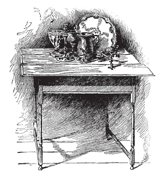 Prezident George Washington Seděl Jíst Snídani Tuto Tabulku Vintage Kreslení — Stockový vektor