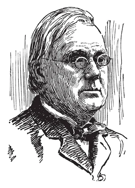 ジョージ フリスビー霜 1826 1904 彼は著名なアメリカの政治家 アメリカ合衆国上院議員からマサチューセッツ ビンテージの線描画や彫刻イラスト — ストックベクタ