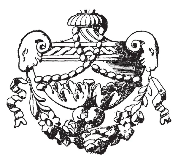 Dev vazo açık bir konteyner, kesme çiçek, vintage çizgi çizme veya oyma tutun alışık olduğunu.