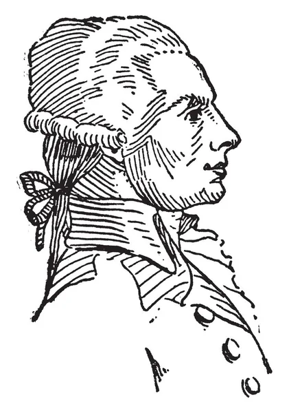 罗伯斯比尔 1758 1794 他是法国的律师 政治家 和最有影响力的人物之一 法国大革命 复古线画或雕刻插图 — 图库矢量图片