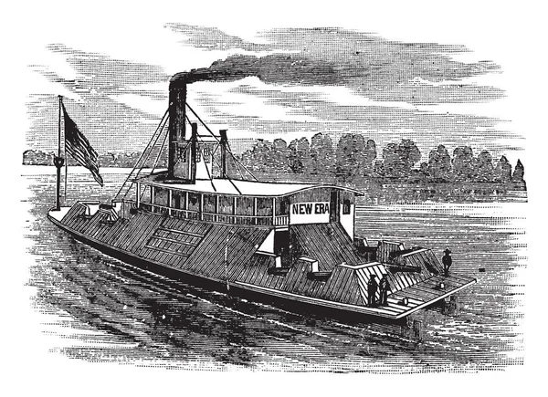 Den Nya Eran Var Ett Ångfartyg Som Förvärvats Unionsflottan Amerikanska — Stock vektor