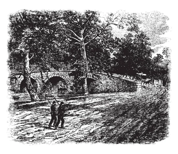 Burnside Bridge Een Mijlpaal Burgeroorlog Antietam Nationale Slagveld Buurt Van — Stockvector