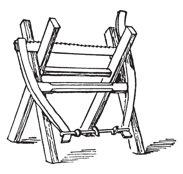 Questa Illustrazione Rappresenta Sawhorse Che Fascio Gambe Sostenere Pezzo Legno — Vettoriale Stock