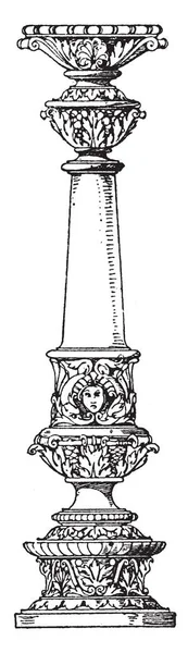 Column Profiled Shaft, round, plinth, bear, vintage line drawing or engraving illustration. — Stock Illustration Column Profiled Shaft Plinth Bear Vintage Line Drawing Engraving Illustration Vector Graphics