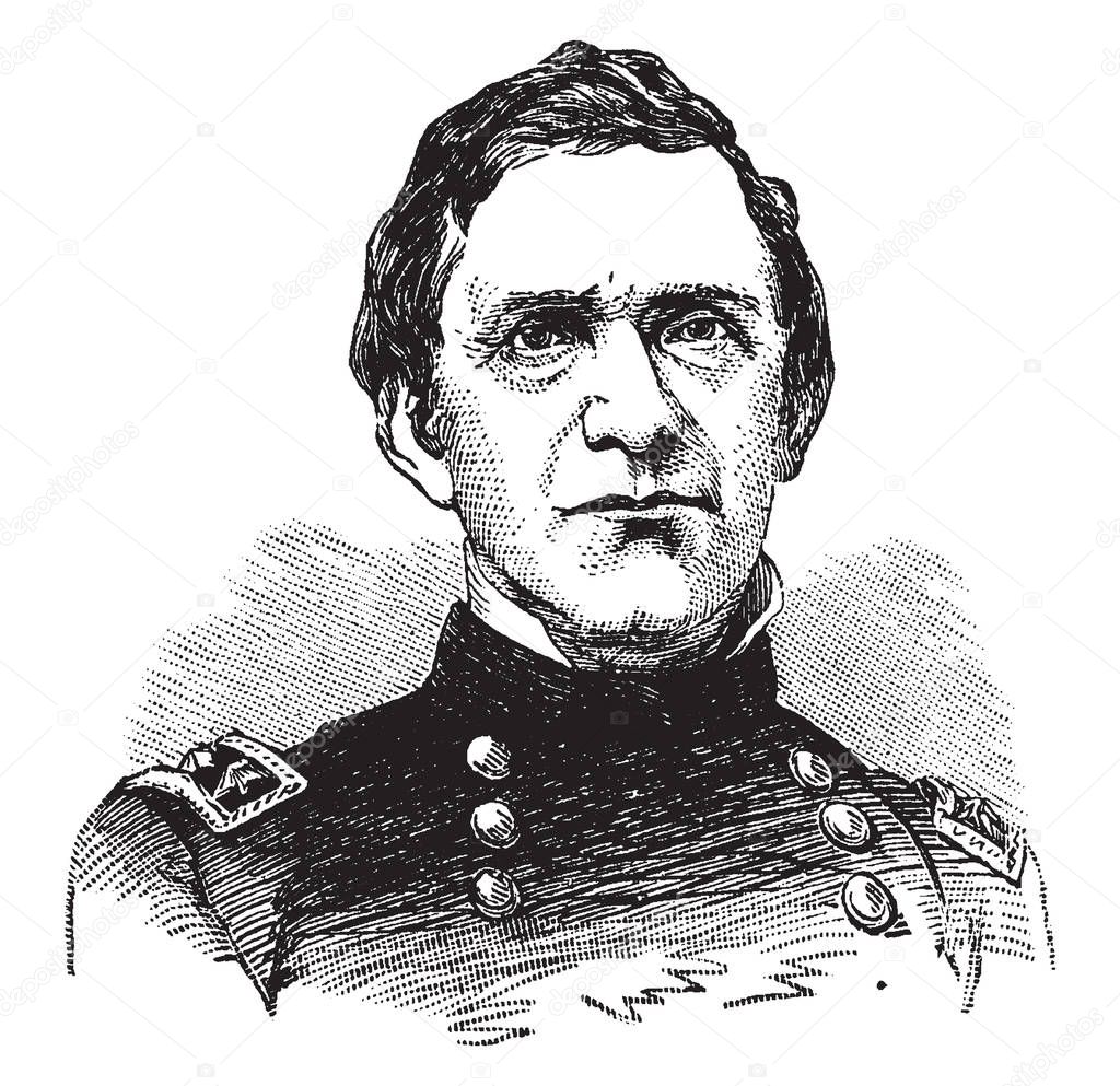 Edward Richard Sprigg Canby, 1817-1873, he was a United States army officer and union general in the American civil war, vintage line drawing or engraving illustration
