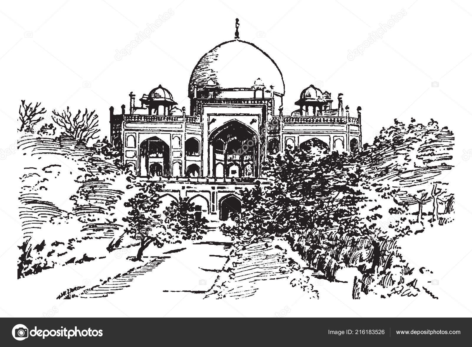 How to draw Humayun Tomb step by step - YouTube