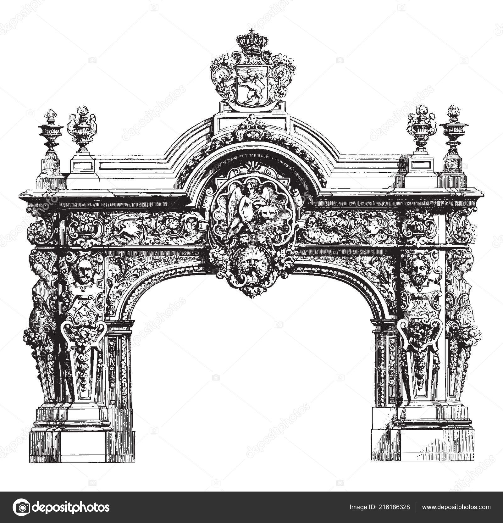 Fireplace Made Out Marble Used Decorative Purposes Vintage Line
