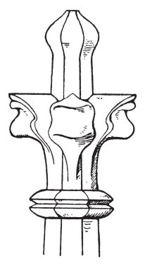 Modern Gotik Finial, üç boyutlu çapraz, taş dışında yapılan, kuleler, Pinnacles, mezarlar, ücretsiz süsleme, vintage çizgi çizme veya oyma illüstrasyon süslemeleri.