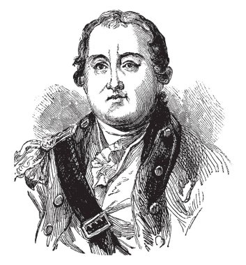 William Washington, 1752-1810, o orduya bir süvari subayı Amerikan Bağımsızlık Savaşı, vintage çizgi çizme ve gravür illüstrasyon sırasında yapıldı.