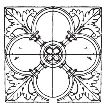 Kısma Kare Panel 12. yüzyılda tasarım, Peter, vintage çizgi çizme veya oyma illüstrasyon mezar bulundu.