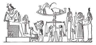 Bu görüntüde, kralın kararı kamuoyuna söylüyor. Bazı insanlar mahkemede oturup ve karar, vintage çizgi çizme veya oyma illüstrasyon duymak.