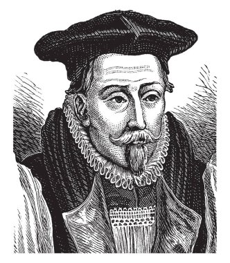 This is image of Bishop Lancelot Andrewes Lancelot Andrewes was an English clergyman & scholar, who held high positions in the Church of England during the reigns of Queen Elizabeth I & King James I, vintage line drawing or engraving illustration. clipart