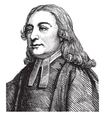 John Wesley, 1703-1791, o bir İngiliz Anglikan din adamı ve teolog, vintage çizgi çizme veya oyma illüstrasyon yapıldı.