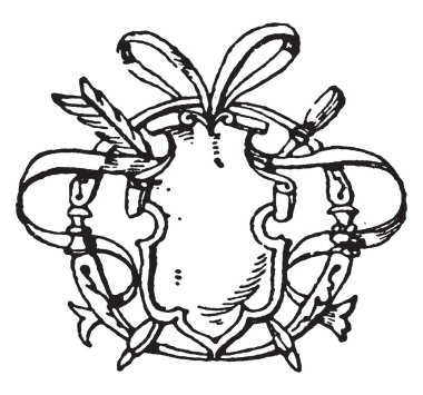 Modern kayış çalışma çerçeve Fransa, vintage çizgi çizme veya oyma illüstrasyon yapılmış bir kitap süs olduğunu.