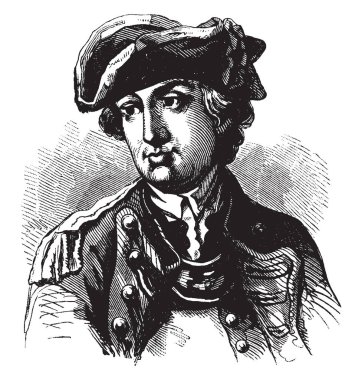 Charles Lee, 1731-1782, o bir orduya bağımsızlık, vintage çizgi çizme veya oyma illüstrasyon Amerikan Savaşı sırasında subayı