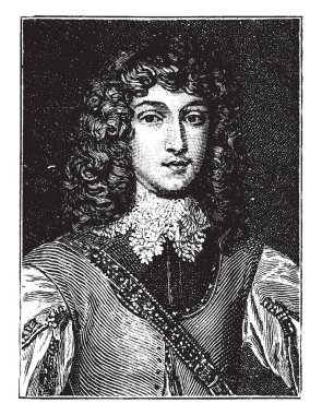 Prince Rupert Ren 1619-1682, bir Alman askeri, Amiral, bilim adamı, Sömürge valisi ve amatör sanatçı, çizim veya şekil oyma vintage çizgi olduğunu