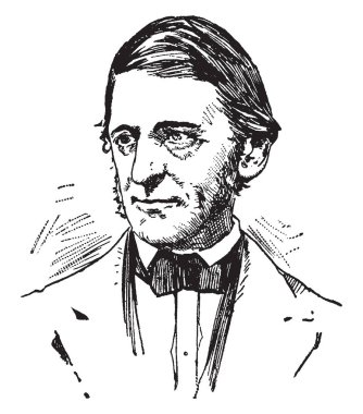 Ralph Waldo Emerson, 1803-1882, Amerikalı deneme yazarı, öğretim görevlisi ve ranscendentalist hareketi 19. yüzyılın ortalarında, vintage çizgi çizme veya oyma illüstrasyon şair olduğunu