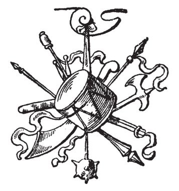 Metal sanat kupa kovaladı Rönesans sırasında bir anıt, vintage çizgi çizme veya oyma bir parçasıdır.