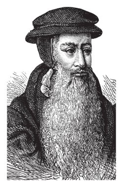 John Knox, c.?1513-1572, he was a Scottish minister, theologian, writer, and leader of the country's Reformation, vintage line drawing or engraving illustration clipart