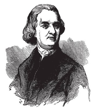 Samuel Adams, 1722-1803, Amerika Birleşik Devletleri kurucu babalar biri olduğunu, o bir devlet adamı ve politik filozof, vintage çizgi çizme veya oyma illüstrasyon oldu