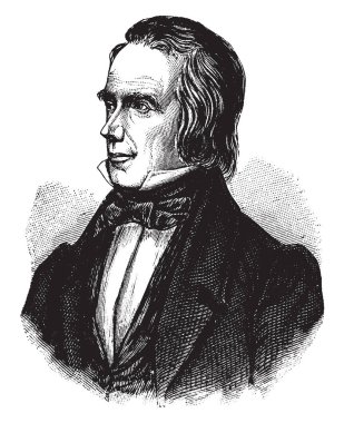 Henry Clay, o 1777-1852, oldu bir Amerikalı bir avukat, devlet adamı, yetenekli hatip, Amerika Birleşik Devletleri Senatör Kentucky ve ABD Temsilciler Meclisi, vintage çizgi çizme veya oyma illüstrasyon hoparlör