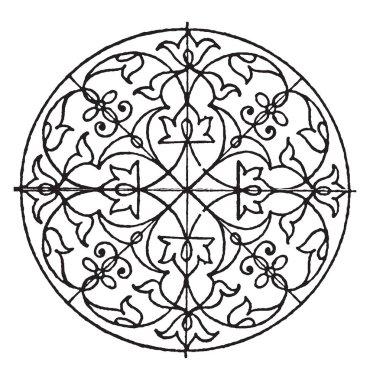 Rönesans dairesel bir Alman tasarım, vintage çizgi çizme veya oyma illüstrasyon paneldir.