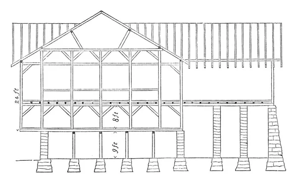 Het Frame Werk Van Pennsylvanien Schuur Biedt Een Schuine Conceptuele — Stockvector